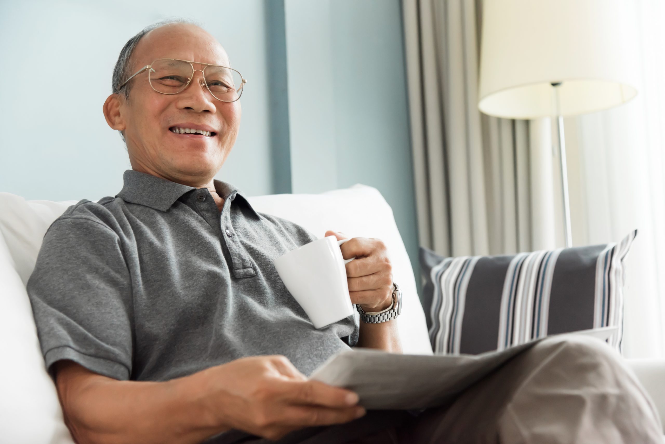 old man smiling during retirement